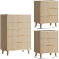 Modern Dresser and Nightstand Sets 3-Piece, 2 Nightstands 5-Drawer Dresser by Lulive