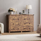 Wodeer 6 Drawer Dresser for Bedroom, Brown Modern Dressers & Chests of Drawers with Metal Handles, Closet Storage Dresser, Storage Cabinet and Organizer with Drawers - Image 3