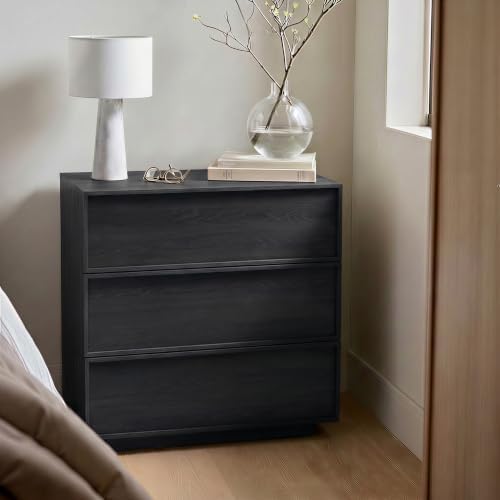 3 Drawer Dresser for Bedroom, 29.5" Wide Chest of Drawers with Storage, Wood Dresser TV Stand, Modern Closet Store Organizer for Living Room, Hallway, Nursery, Black - Image 6
