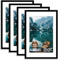 Hongkee 20x30 Frame Set of 4, 20 x 30 Black Wood Style(Mat 16x24) by Hongkee