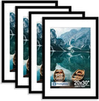 Hongkee 20x30 Frame Set of 4, 20 x 30 Black Wood Style(Mat 16x24) by Hongkee