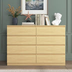 Vibe & Dine 8 Drawer Double Dresser, Modern Chest of Drawers with Wide Storage for Closet, Bedroom, Living Room, Natural Wood - Image 2