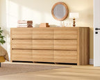 TEENFON 63" Dresser for Bedroom with 9 Drawers, Modern Dressers & Chests of Drawers with Thicker Panels, Wooden Dresser TV Stand, Bedroom Dressers, for Bedroom, Hallway, Natural - Image 2