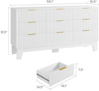GarveeHome 59" Wide Fluted 9 Drawers Dresser, White - Image 2