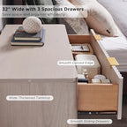 T4TREAM 32" Fluted 3 Drawer Dresser for Bedroom, White Alder - Image 4