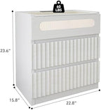 Modern Nightstand with Charging Station,Fluted 3 Drawers,White Oak Finish - Image 2