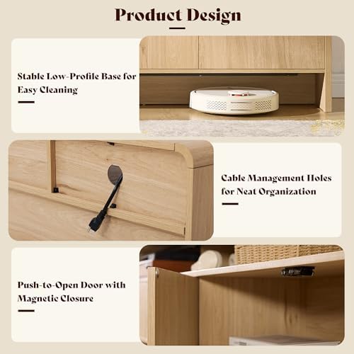 AMERLIFE 70" Modern Curved TV Stand with Storage for TVs Up to 80" - Image 6