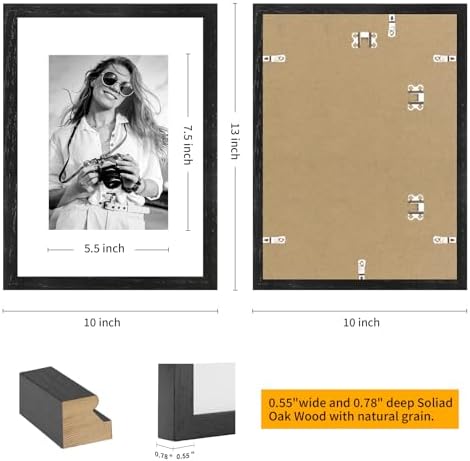 puthiac 9x12 Solid Oak Wood Picture Frame, Black, 1 Pack - Image 3