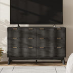 47" Wide Fluted 6 Drawers Dresser for Bedroom,Curved Edge,Black - Image 3