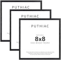 puthiac 8x8 Solid Oak Wood Picture Frames, Black, 3 Pack by PUTHIAC