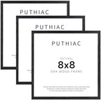 puthiac 8x8 Solid Oak Wood Picture Frames, Black, 3 Pack by PUTHIAC