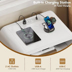 Decofy Fluted 2-Drawer Nightstand Set of 2 with Charging Station, White - Image 5