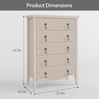 5-Drawer 47" Tall Fluted Dresser, Vertical Chest of Drawers,Nature Oak - Image 2