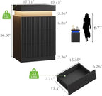 Fluted LED Night Stand with Charging Station, Black - Image 2