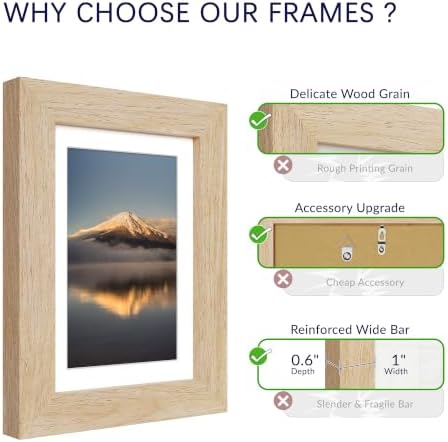 5x7 Picture Frame with Real Glass, Natural Oak Wood Frames, 3 Pack - Image 4