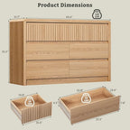 LYNSOM Oak Fluted 7 Drawer Dresser for Bedroom, Curved Edge, 50" Wide - Image 2