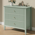 RoyalCraft 32" Large Nightstand, Fluted Painted Wood Bedside Table with 3 Spacious Drawers, Modern End Table for Bedroom, Living Room, Light Green by Bringyoubetterlife