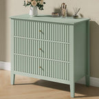 RoyalCraft 32" Large Nightstand, Fluted Painted Wood Bedside Table with 3 Spacious Drawers, Modern End Table for Bedroom, Living Room, Light Green by Bringyoubetterlife