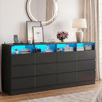 Gyfimoie 12-Compartment Divided Drawer Dresser w/Power Outlet, LED Light by Gyfimoie