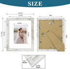 Hongkee 8x10 Picture Frame Set of 4, Made of Real Glass and Distressed White Wooden Frame, 8 by 10 Photo for Wall or Tabletop - Display Picture 5x7 with Mat or 8x10 Without Mat (Pack of 2) - Image 3