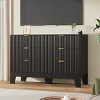 6 Drawer Dresser for Bedroom, 47" Wide Fluted Chest of Drawers, Black - Image 5