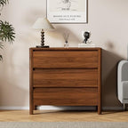 Furniway 31.5" Mid-Century Modern Dresser for Bedroom, 3 Drawer Small Chest of Drawers with Wood Legs, Large Storage Bedroom Dresser, Walnut - Image 7