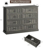 Farmhouse 8 Drawer Dresser for Bedroom, 55" Grey Dresser with TV Stand - Image 2