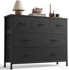 Sweetcrispy 7 Drawer Fabric Dresser for Bedroom Storage with Bins, Black by Sweetcrispy