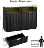 VOWNER Fluted 6 Drawers Dresser for Bedroom Chest of Drawers with 2 Shelves - Image 2