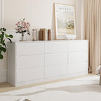 Bobve 70.9” Dresser for Bedroom with 9 Drawers, Large Modern Chest of Drawers with Deep Drawers, Wide Double Dresser Handle Free, Storage Organizer for Bedroom, Living Room, Hallway (White) by Bobve