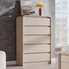 Aitjunz Modern 5 Drawers Dresser for Bedroom, 45" Tall Curved Dresser,Cream - Image 3