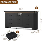 9 Drawer Dresser for Bedroom, Wood Triple Wide Dressers with Metal Handle, Dresser Chests of Drawers, Vintage Design Storage Chest Cabinet and Organizer Drawers for Closet, Hallway, Entryway, Black - Image 2