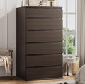 Brown Tall 7 Drawer Dresser for Bedroom, Modern Wood Closet Dressers & Chests of Drawers with Jewelry Storage, 23.6" L*15.8" W*47.5" H in Large Vertical Dresser for Bedroom, Living Room, Nursery by JOCOEVOL