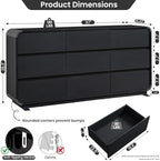 Standifurno Dresser for Bedroom, Modern Cuved Dresser with 9 Drawers,Black Dresser with Handleless Design, Closet Storage Dresser, 15.43" D x 57" W x 28.3" H (9 Drawers) - Image 2