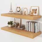 36" Natural Oak Color Floating Shelves 12inch Deep Shelf, Set of 2 by Ornawit