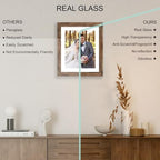 Hongkee 10x12 Picture Frame Set of 4, Made of Real Glass and Rustic Brown Frame - Display Picture 8x10 with Mat or 10x12 Without Mat, 10 by 12 Photo for Wall Mounting - Image 4