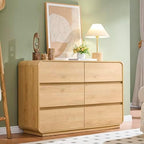 Standifurno 47’’ Wide Dresser for Bedroom, Double Dresser with 6 Drawers, Storage Drawer of handleless, Chest of Drawers for Closet & Living Room (Natural) by StandifurnoFurniture
