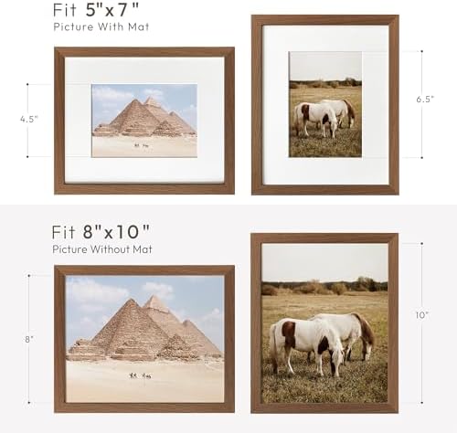 8x10 Picture Frame, Solid Oak Wood 8 x 10 Photo Frame with Mat to 5x7 - Image 3