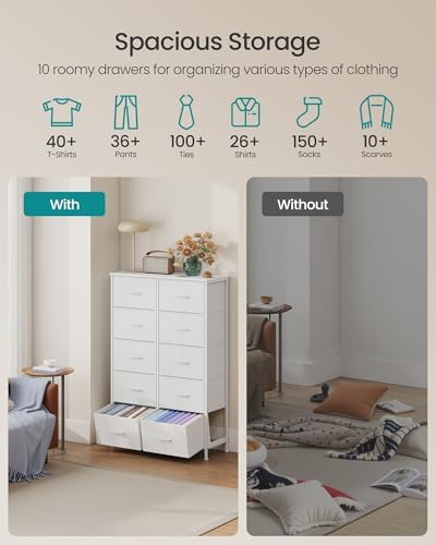 SONGMICS Dresser for Bedroom, Tall Dresser with 10 Fabric Drawers - Image 4