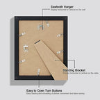 Hongkee 8x10 Picture Frame Set of 4, Made of Real Glass and Black Wooden Frame, 8 by 10 Photo for Wall or Tabletop - Display Picture 5x7 with Mat or 8x10 Without Mat - Image 3