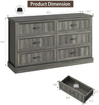 Farmhouse 6 Drawer Dresser for Bedroom, 55" Grey Dresser with TV Stand - Image 2