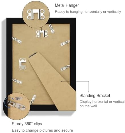 Hongkee 7x10 Picture Frame Set of 4, Made of Real Glass and Black Frame - Display 5.5 x 8.5 Diploma Frame with Mat or 7x10 Without Mat, 7 by 10 Photo for Wall or Tabletop - Image 5