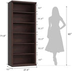 Rresyet Bookcase and Bookshelves, 28" W Tall Bookshelf, Dark Cherry - Image 2
