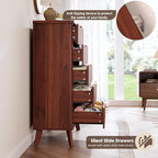 GarveeHome Fluted Dresser for Bedroom with 5 Deep Drawers, Walnut - Image 7