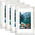 Hongkee 11x17 Picture Frame Set of 4, 11x17 Distressed White Wood, Mat 8x12 by Hongkee