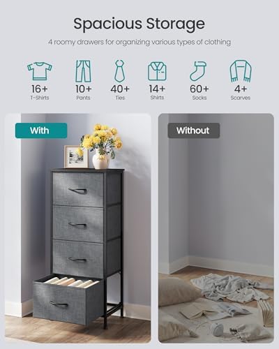 SONGMICS Dresser for Bedroom, Tall Dresser with 4 Fabric Drawers - Image 4