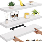 Ballucci Floating Shelves, 36" Long Wall Shelf, Set of 3, Wood Floating Shelves for Wall, Decorative Wall Shelves for Home Office, Living Room, Room Décor, 8" Deep, Set of 3, White by Ballucci