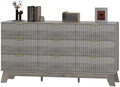 HUANLEGO Fluted Dresser for Bedroom with 9 Drawers, Grey by HUANLEGO
