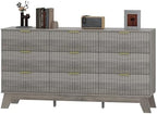 HUANLEGO Fluted Dresser for Bedroom with 9 Drawers, Grey by HUANLEGO