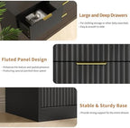 Black Dresser with 9 Drawer 63" Wide Fluted Dresser for Bedroom丨Long Dresser Modern Chest of Drawers with Gold Handle, Wood TV Stand Storage Organizer for Bedroom, Living Room, Black - Image 4